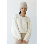balloon sleeve sweater entrelac in all cream
