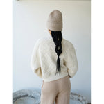 balloon sleeve sweater entrelac in all cream