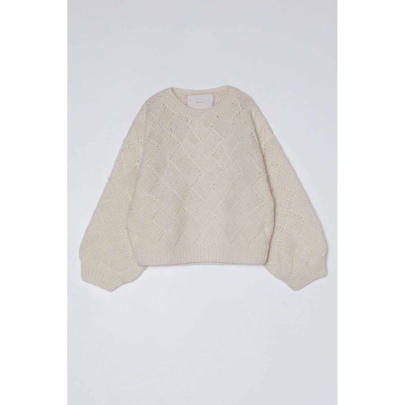 balloon sleeve sweater entrelac in all cream