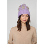 beanie entrelac in light violet + prairie