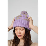 beanie entrelac in light violet + prairie