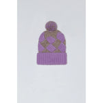 beanie entrelac in light violet + prairie