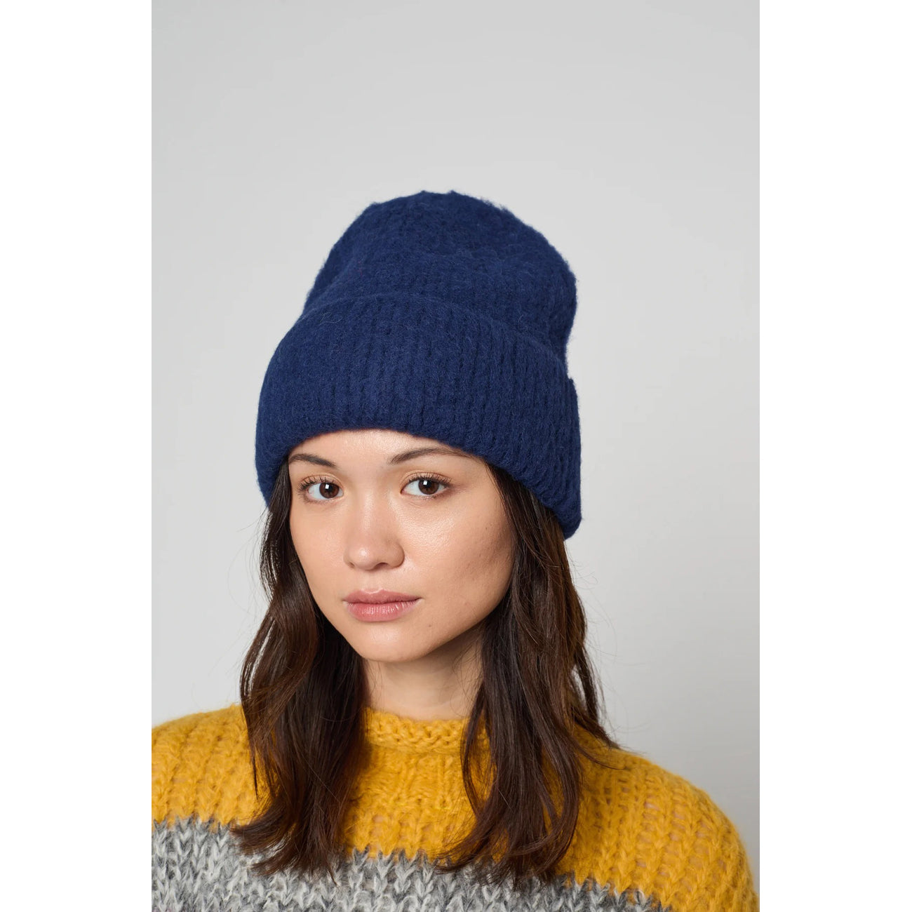 brushed beanie in navy