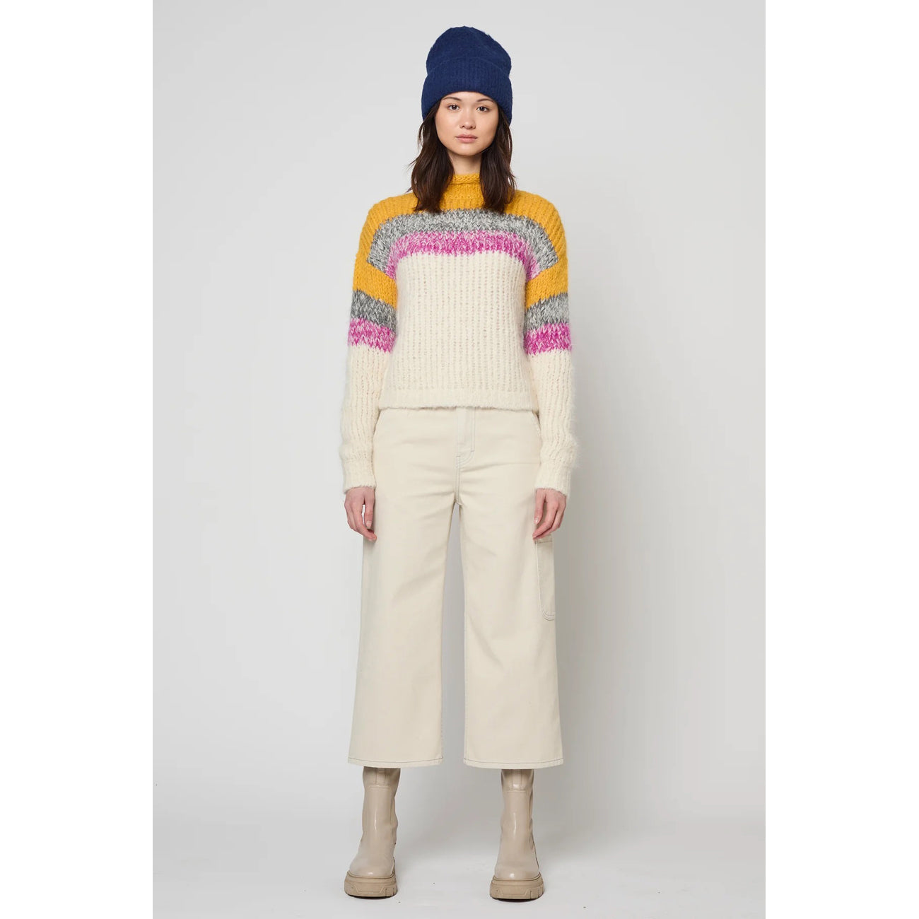 brushed beanie in navy