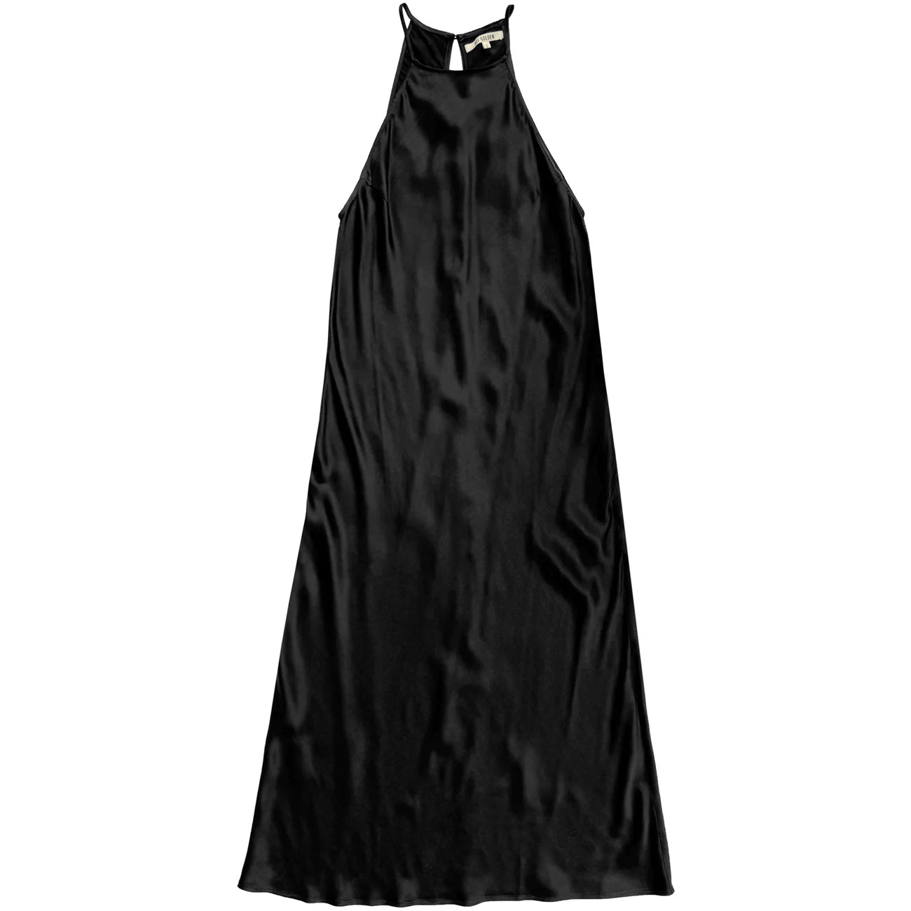 high neck bias dress in black