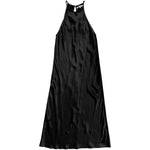 high neck bias dress in black