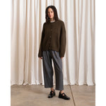 merino crew-neck cardigan in olive