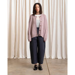 merino crew-neck cardigan in muted lilac