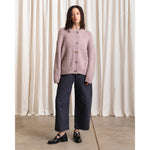 merino crew-neck cardigan in muted lilac