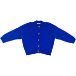 merino crew-neck cardigan in cobalt