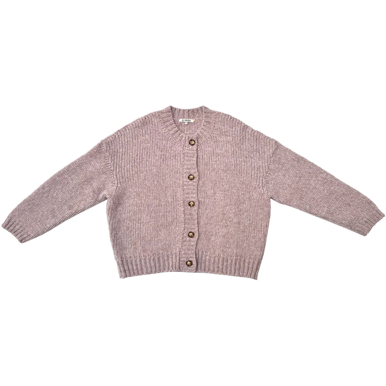 merino crew-neck cardigan in muted lilac