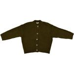 merino crew-neck cardigan in olive