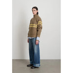 funnel neck in camel+celery donegal