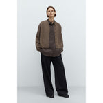 merino wool cardigan in taupe