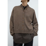 merino wool cardigan in taupe