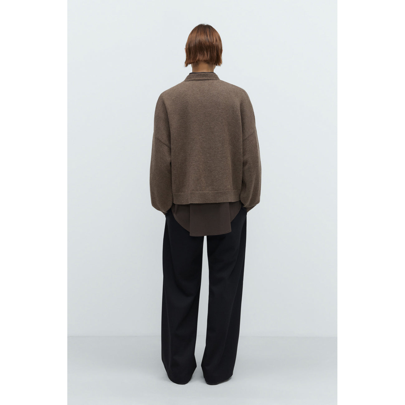 merino wool cardigan in taupe