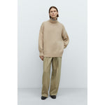 chunky turtleneck sweater in beige