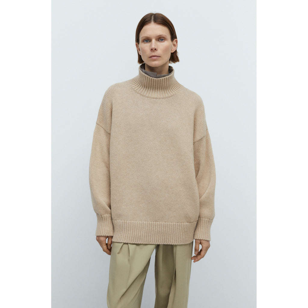 chunky turtleneck sweater in beige
