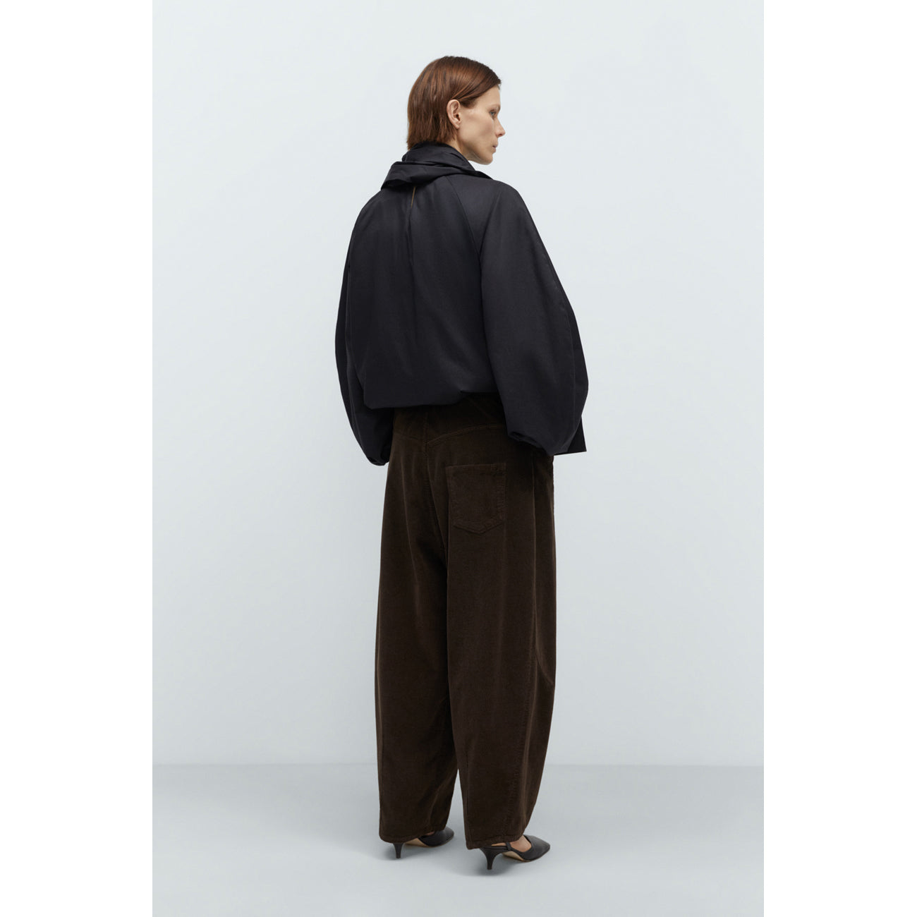 corduroy baggy pants in brown