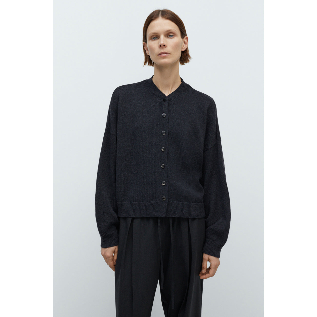 merino wool cardigan in anthracite