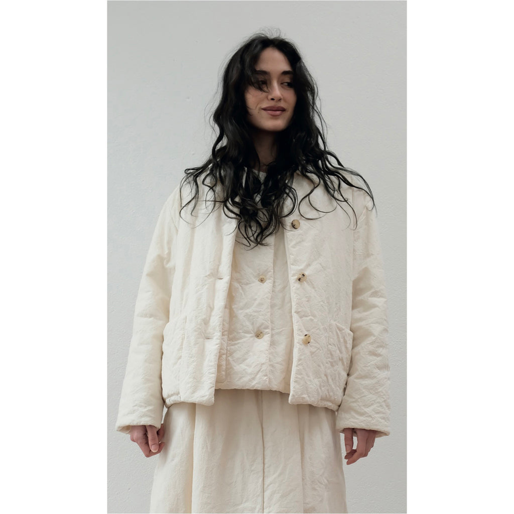 oasis quilted jacket in ecru