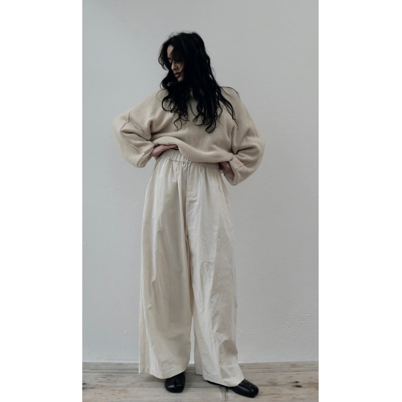 ozone round neck sweater in ecru