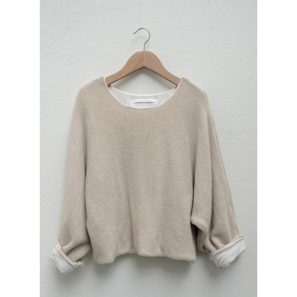 ozone round neck sweater in ecru