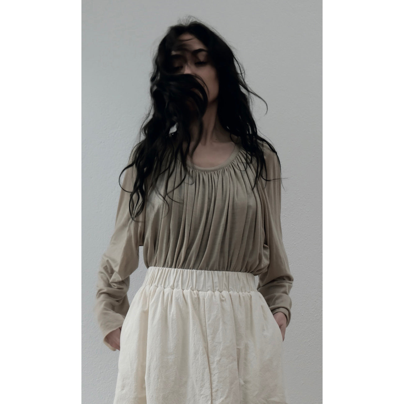 oranda gathered top in beige