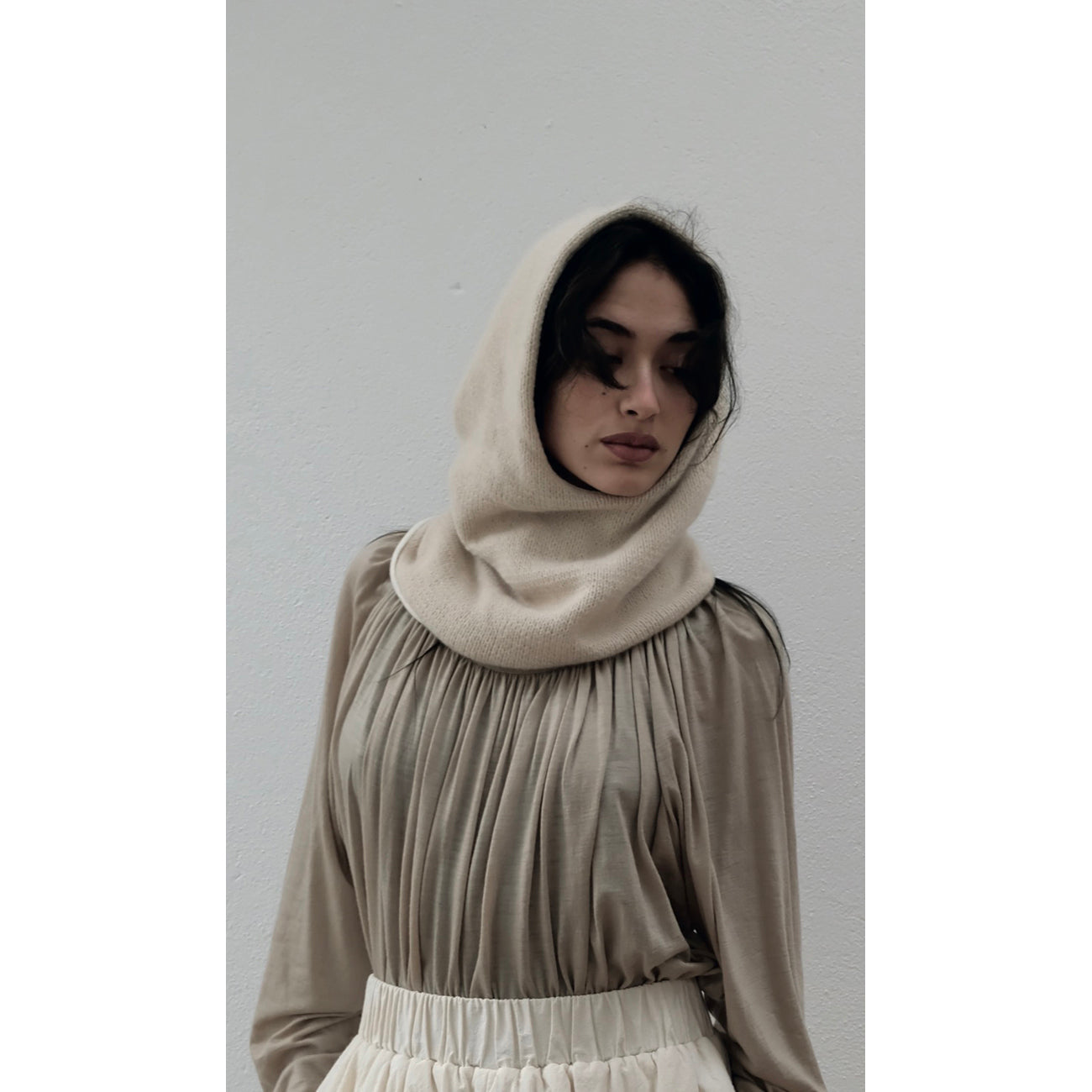 oranda gathered top in beige