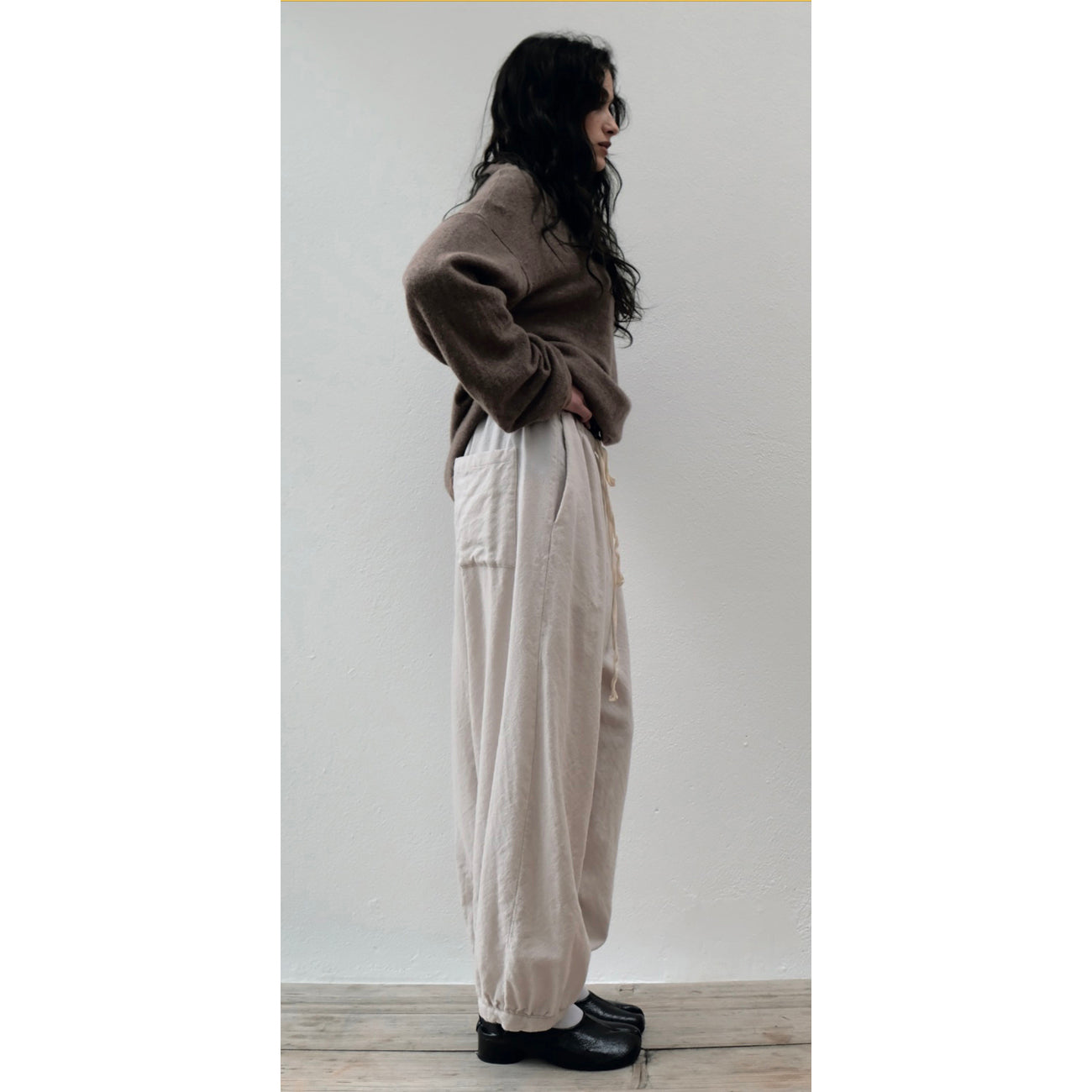 ocelot gathered trousers in chalk