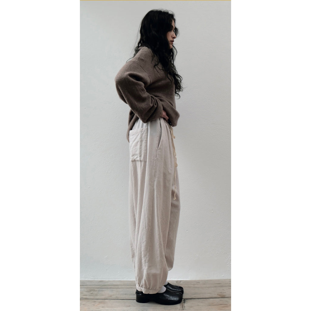 ocelot gathered trousers in chalk