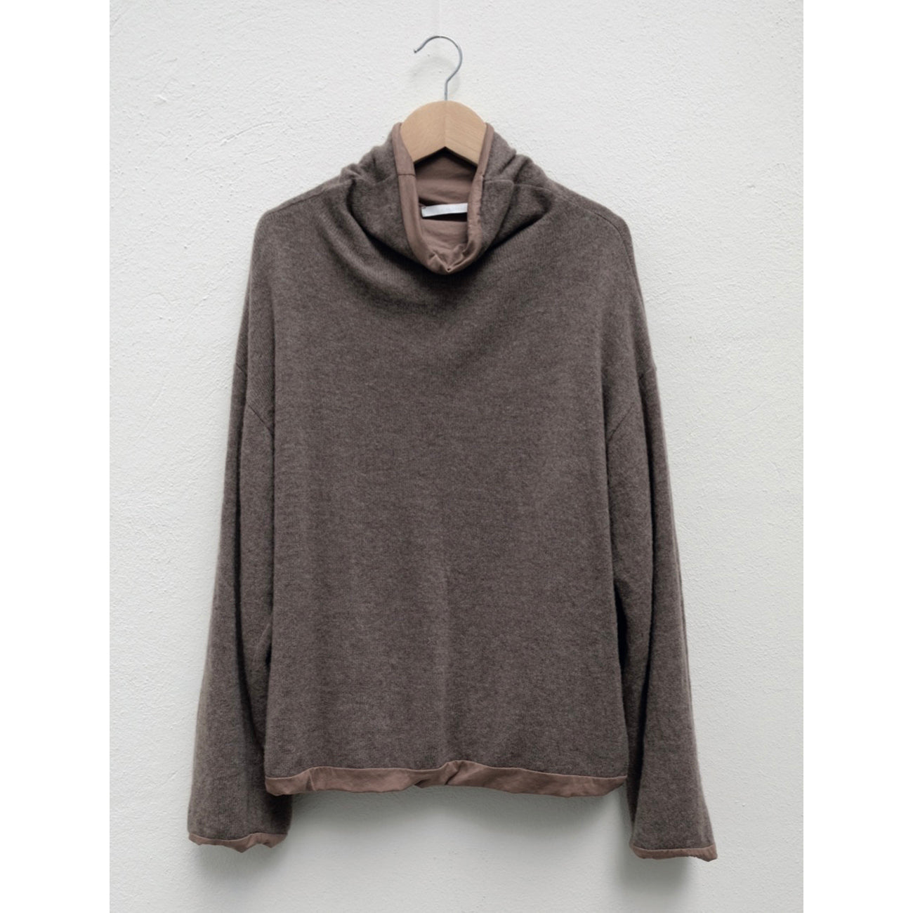 oxyde stand collar sweater in taupe