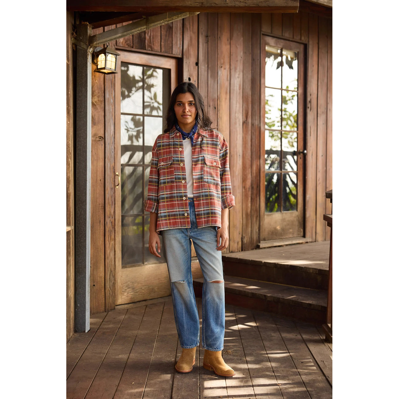 the work shirt in rust plaid