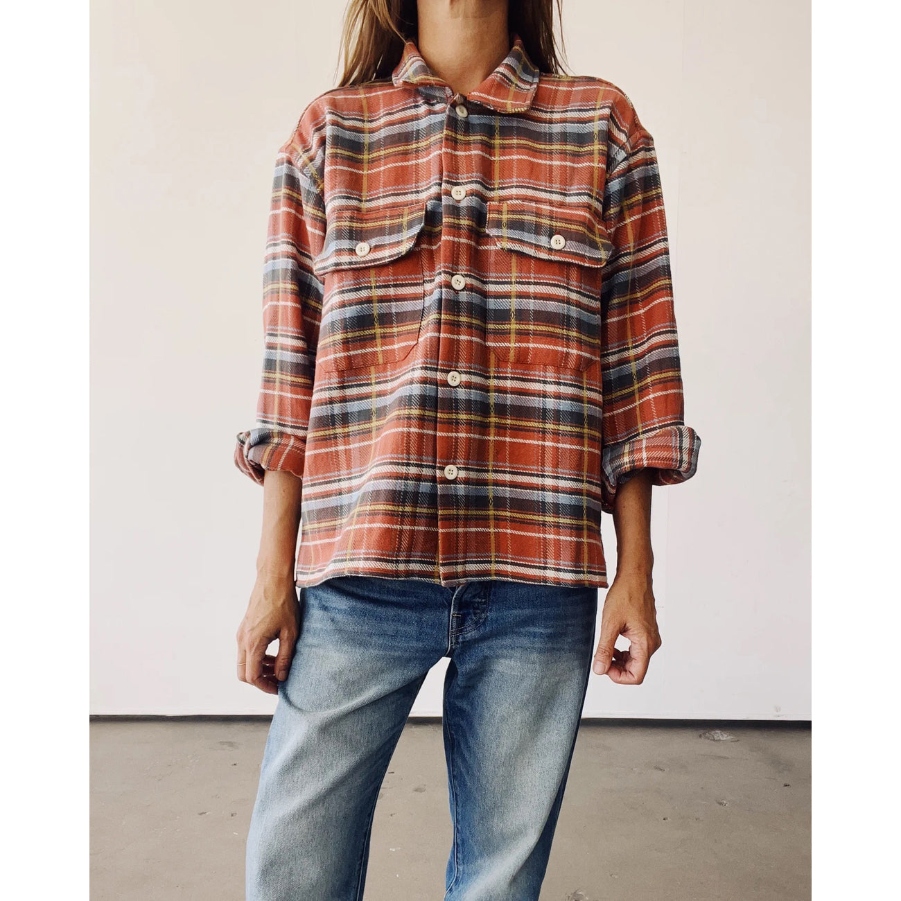 the work shirt in rust plaid