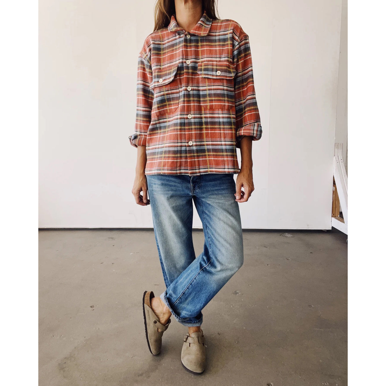the work shirt in rust plaid