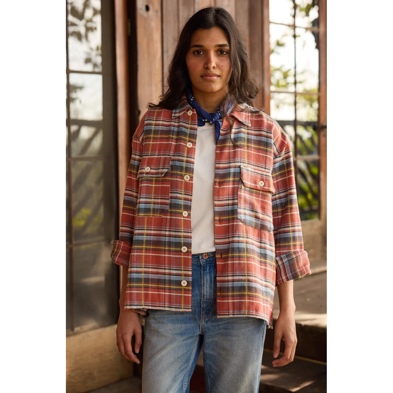 the work shirt in rust plaid