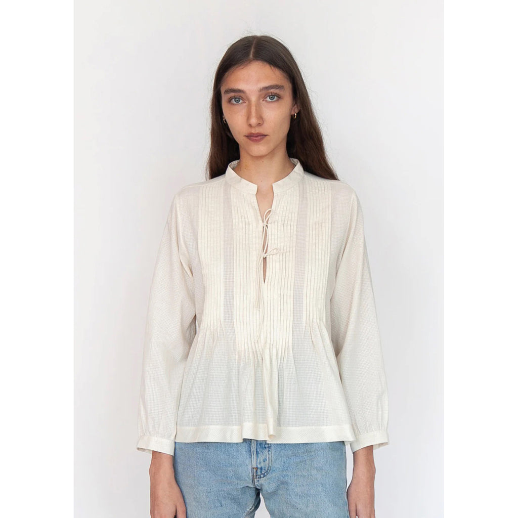 alma tiny checks top in natural