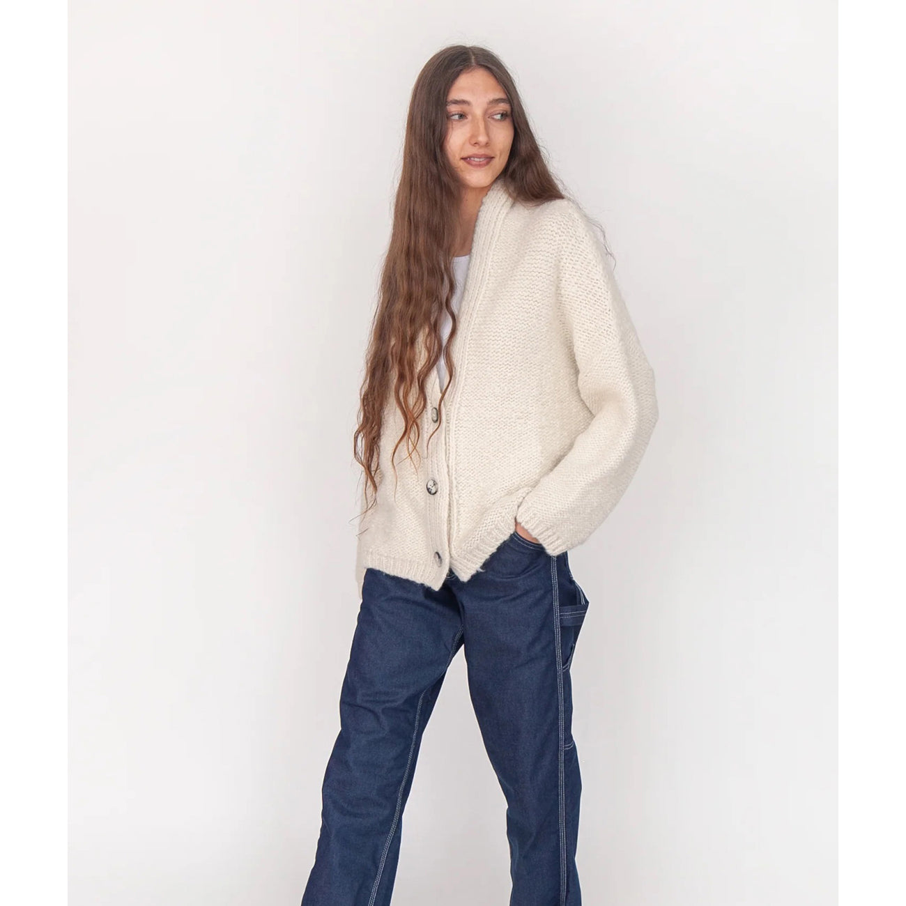 huacaya cardigan in natural