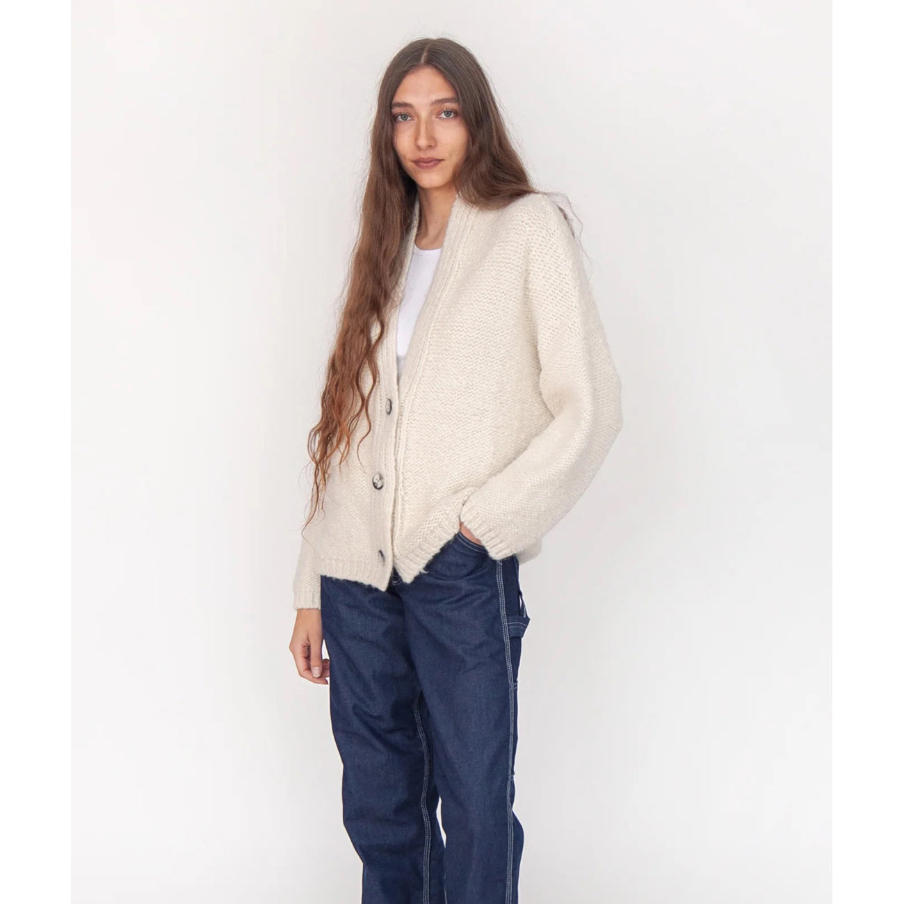 huacaya cardigan in natural