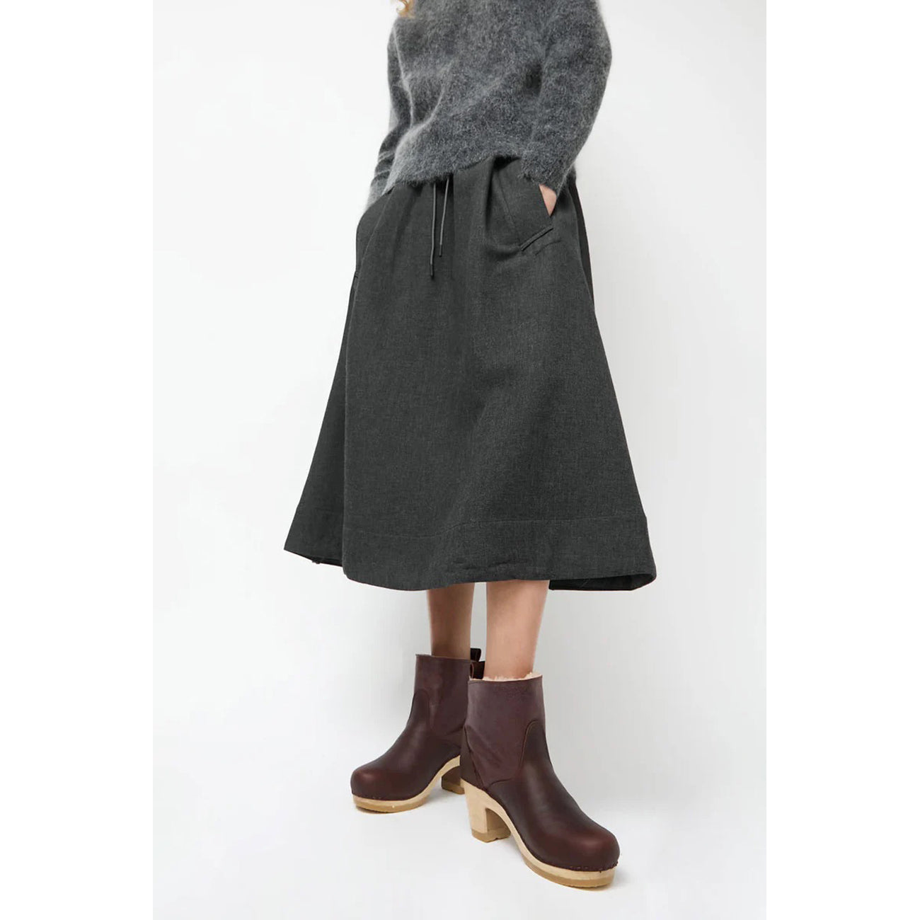 high heel shearling boot in spitfire