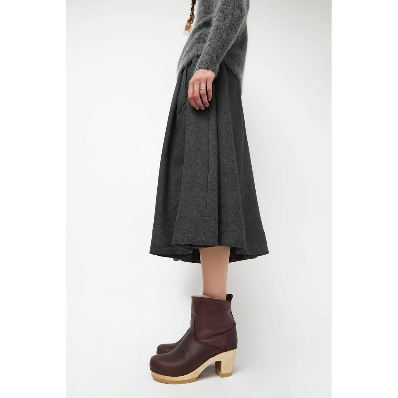 high heel shearling boot in spitfire