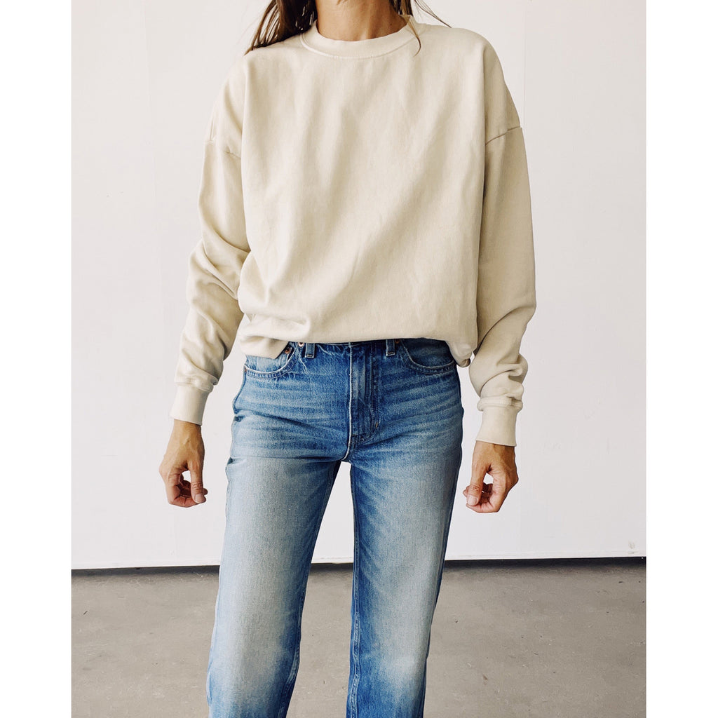 the boxy sweatshirt in tan