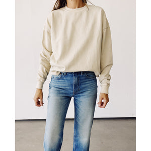 the boxy sweatshirt in tan