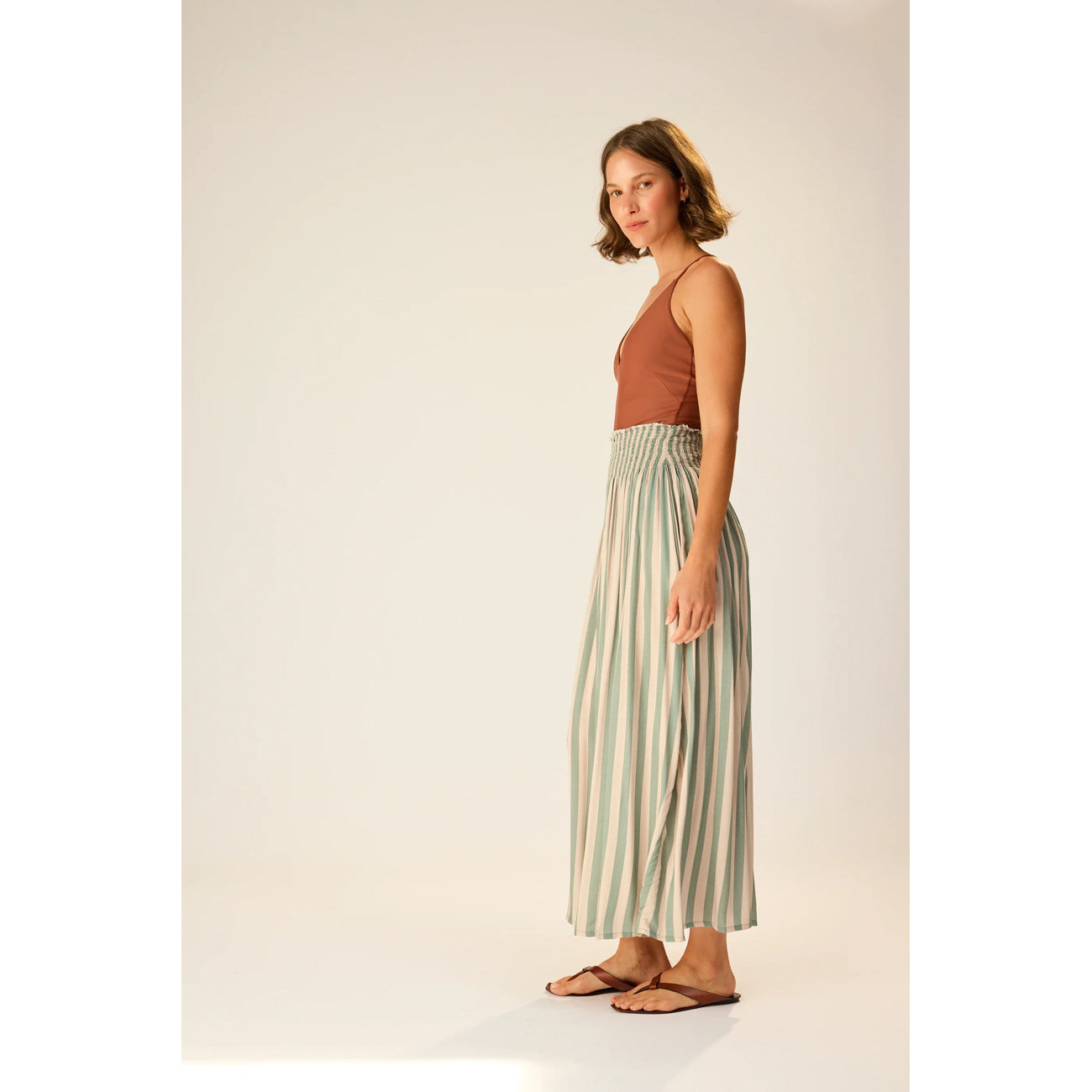 bella skirt in thick stripe jade