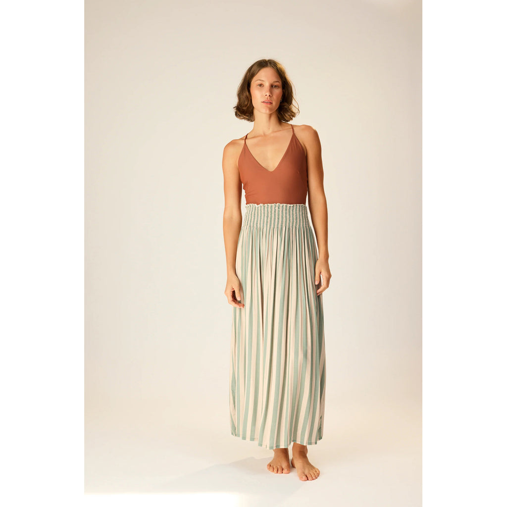 bella skirt in thick stripe jade