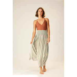 bella skirt in thick stripe jade