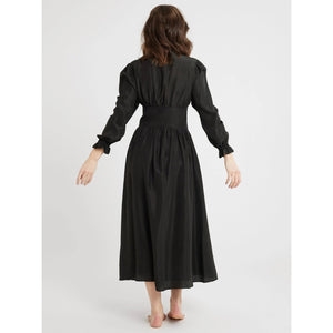 anya dress in black washed silk