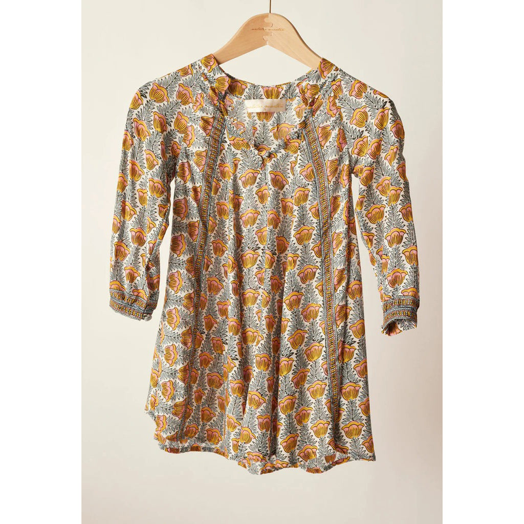 fiore kids dress in tulip print french blue