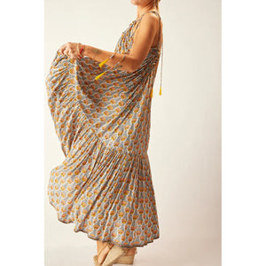 jerusha maxi in tulip print french blue