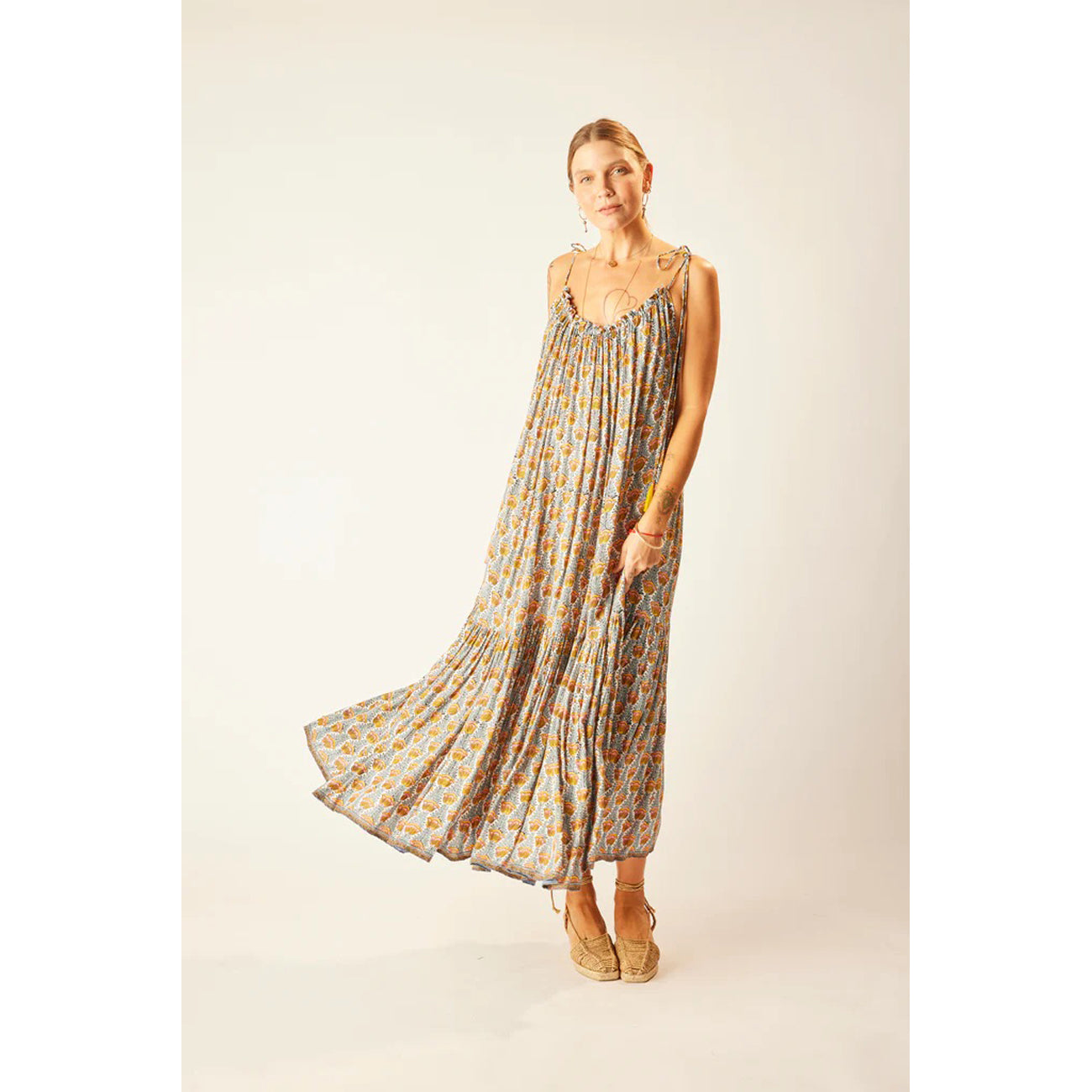 jerusha maxi in tulip print french blue